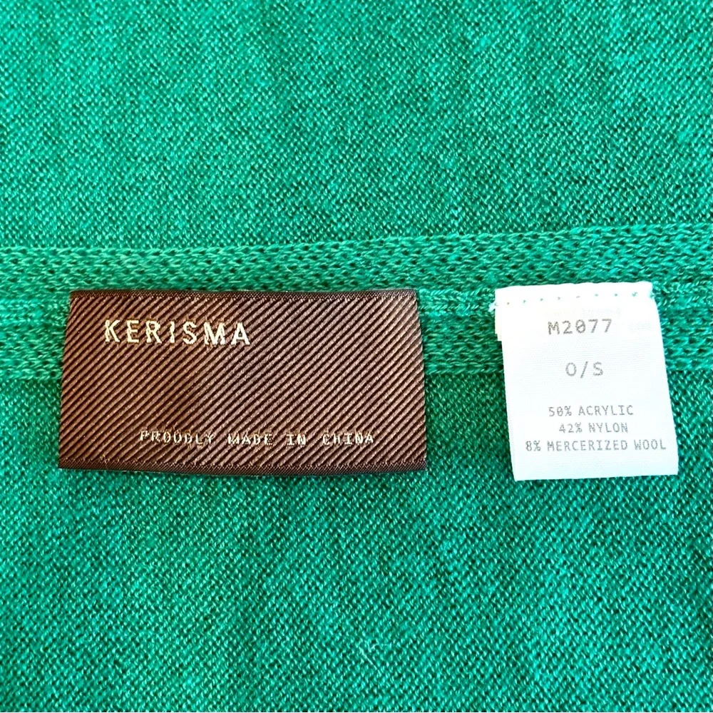 Kerisma Wool Arcylic Emerald Green Soft Knit Poncho Wrap Scarf Shawl Women Drape - Picture 12 of 14